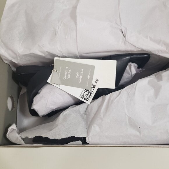 New H&M Genuine Leather Sandals in Black -‎ Size US 4.5 - Picture 3 of 10